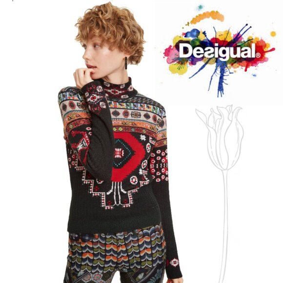 Desigual Turtleneck CONNY Pullover Sweater NWOT - Picture 1 of 15